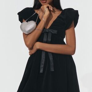 Endless rose velvet bow mini dress